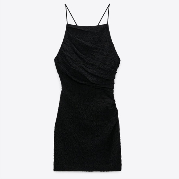 Zara Dresses & Skirts - Zara Textured Drape Mini black Dress LBD BLOGGER’s FAVE